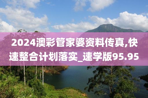 2024澳彩管家婆资料传真,快速整合计划落实_速学版95.95
