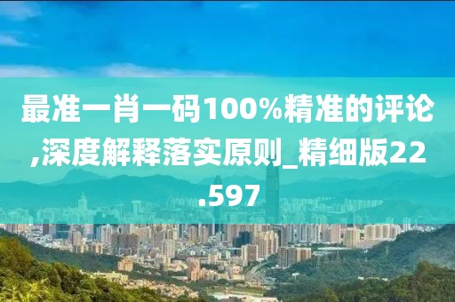 最准一肖一码100%精准的评论,深度解释落实原则_精细版22.597