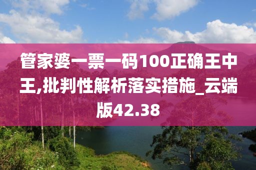 管家婆一票一码100正确王中王,批判性解析落实措施_云端版42.38