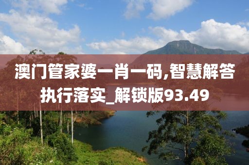 澳门管家婆一肖一码,智慧解答执行落实_解锁版93.49