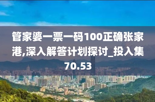 管家婆一票一码100正确张家港,深入解答计划探讨_投入集70.53