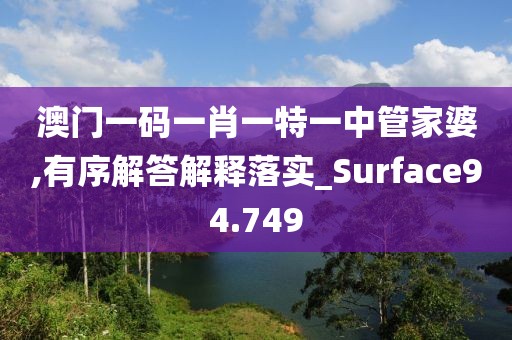 澳门一码一肖一特一中管家婆,有序解答解释落实_Surface94.749