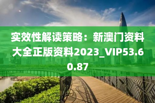 实效性解读策略：新澳门资料大全正版资料2023_VIP53.60.87