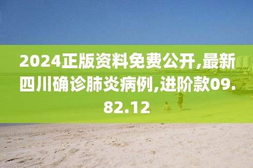 2024正版资料免费公开,最新四川确诊肺炎病例,进阶款09.82.12
