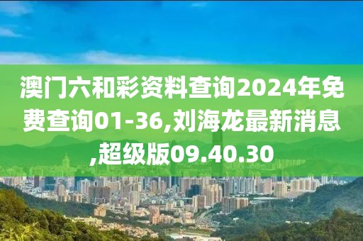 澳门六和彩资料查询2024年免费查询01-36,刘海龙最新消息,超级版09.40.30