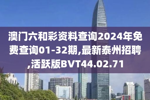 澳门六和彩资料查询2024年免费查询01-32期,最新泰州招聘,活跃版BVT44.02.71
