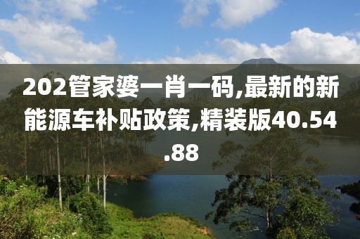 202管家婆一肖一码,最新的新能源车补贴政策,精装版40.54.88