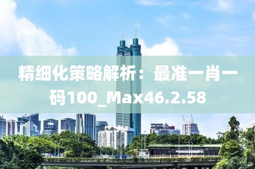 精细化策略解析：最准一肖一码100_Max46.2.58