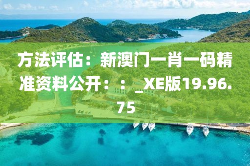 方法评估：新澳门一肖一码精准资料公开：：_XE版19.96.75