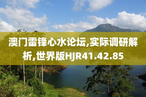 澳门雷锋心水论坛,实际调研解析,世界版HJR41.42.85