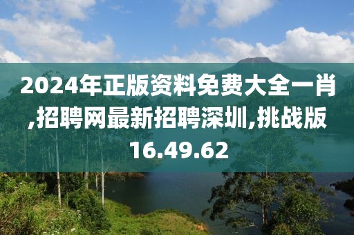 2024年正版资料免费大全一肖,招聘网最新招聘深圳,挑战版16.49.62