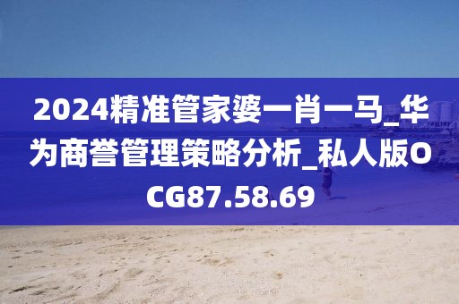 2024精准管家婆一肖一马_华为商誉管理策略分析_私人版OCG87.58.69