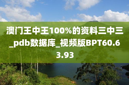 澳门王中王100%的资料三中三_pdb数据库_视频版BPT60.63.93