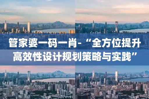 管家婆一码一肖-“全方位提升高效性设计规划策略与实践”