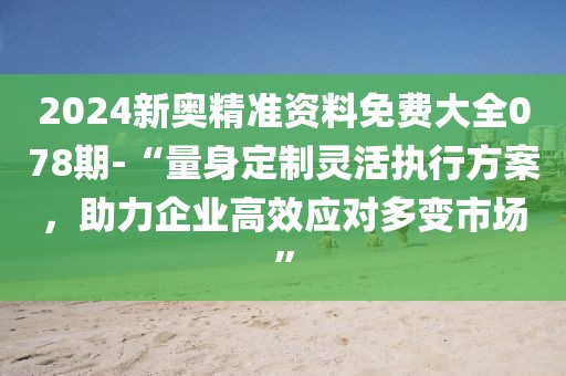 2024新奥精准资料免费大全078期-“量身定制灵活执行方案，助力企业高效应对多变市场”