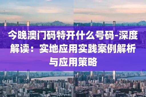 今晚澳门码特开什么号码-深度解读：实地应用实践案例解析与应用策略
