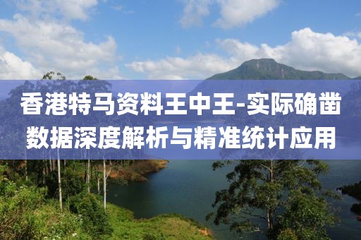 香港特马资料王中王-实际确凿数据深度解析与精准统计应用