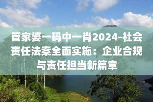 管家婆一码中一肖2024-社会责任法案全面实施：企业合规与责任担当新篇章