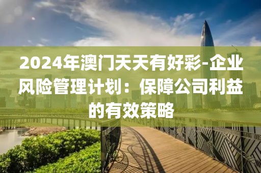 2024年澳门天天有好彩-企业风险管理计划：保障公司利益的有效策略