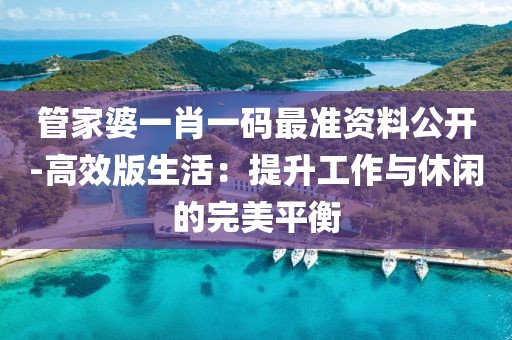 管家婆一肖一码最准资料公开-高效版生活：提升工作与休闲的完美平衡