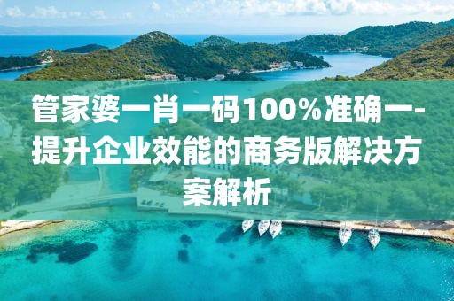 管家婆一肖一码100%准确一-提升企业效能的商务版解决方案解析