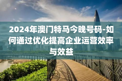 2024年澳门特马今晚号码-如何通过优化提高企业运营效率与效益