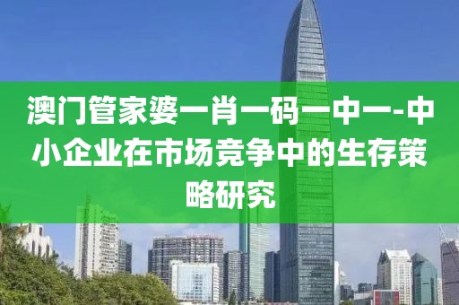 澳门管家婆一肖一码一中一-中小企业在市场竞争中的生存策略研究