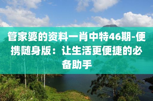 管家婆的资料一肖中特46期-便携随身版：让生活更便捷的必备助手