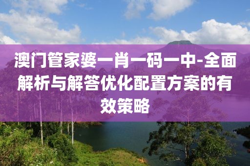 澳门管家婆一肖一码一中-全面解析与解答优化配置方案的有效策略