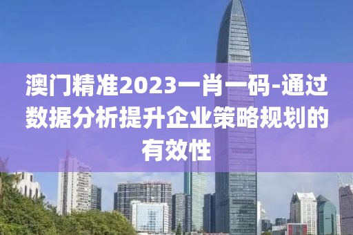 澳门精准2023一肖一码-通过数据分析提升企业策略规划的有效性