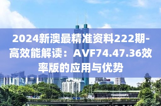 2024新澳最精准资料222期-高效能解读：AVF74.47.36效率版的应用与优势