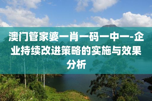 澳门管家婆一肖一码一中一-企业持续改进策略的实施与效果分析