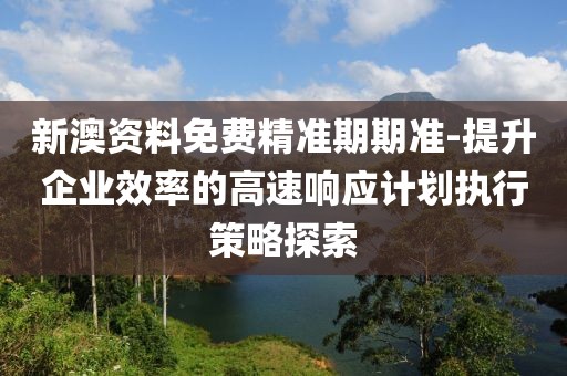 新澳资料免费精准期期准-提升企业效率的高速响应计划执行策略探索