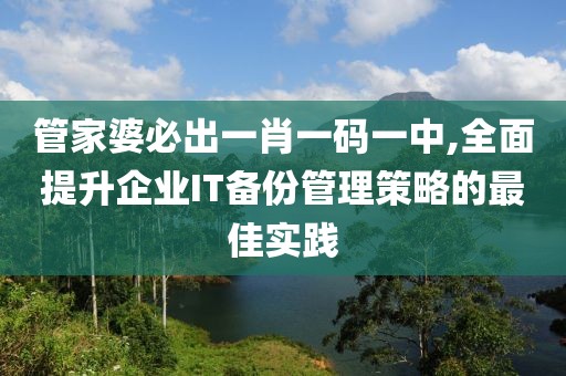 管家婆必出一肖一码一中,全面提升企业IT备份管理策略的最佳实践