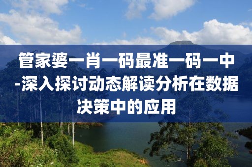 管家婆一肖一码最准一码一中-深入探讨动态解读分析在数据决策中的应用