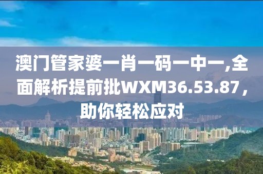 澳门管家婆一肖一码一中一,全面解析提前批WXM36.53.87，助你轻松应对