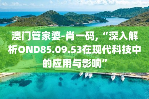 澳门管家婆-肖一码,“深入解析OND85.09.53在现代科技中的应用与影响”