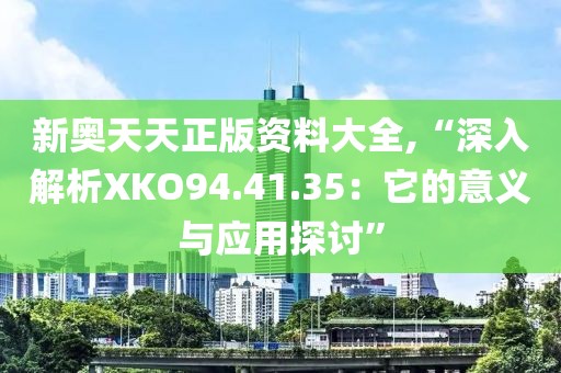 新奥天天正版资料大全,“深入解析XKO94.41.35：它的意义与应用探讨”