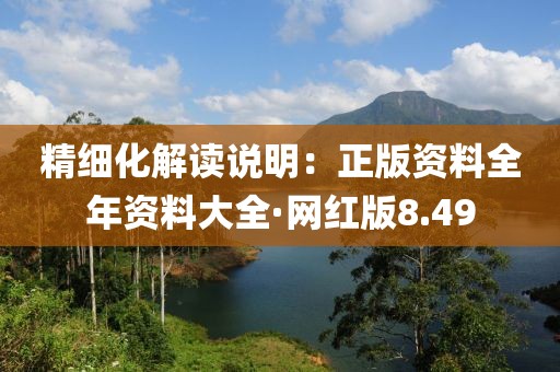 精细化解读说明：正版资料全年资料大全·网红版8.49