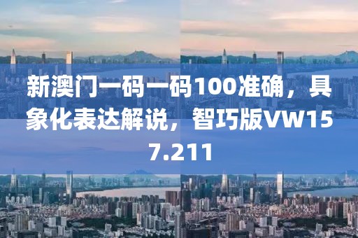 新澳门一码一码100准确，具象化表达解说，智巧版VW157.211