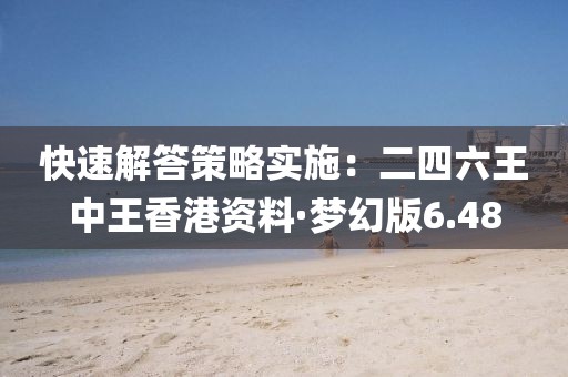 快速解答策略实施：二四六王中王香港资料·梦幻版6.48