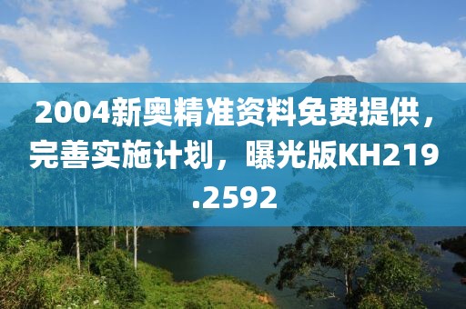2004新奥精准资料免费提供，完善实施计划，曝光版KH219.2592