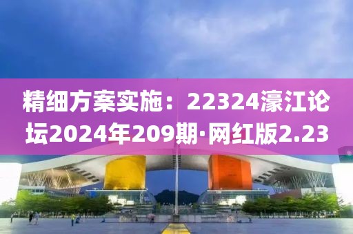 精细方案实施：22324濠江论坛2024年209期·网红版2.23