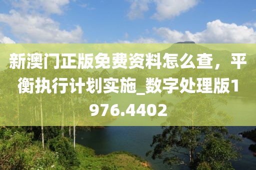 新澳门正版免费资料怎么查，平衡执行计划实施_数字处理版1976.4402