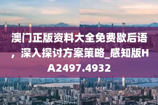 澳门正版资料大全免费歇后语，深入探讨方案策略_感知版HA2497.4932
