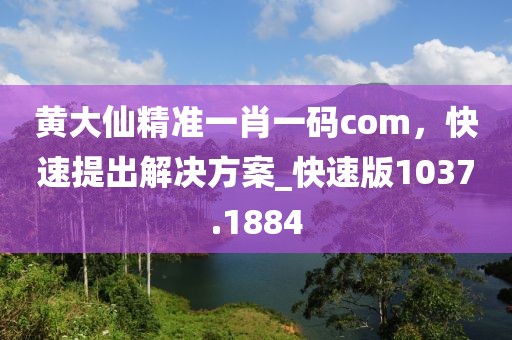 黄大仙精准一肖一码com，快速提出解决方案_快速版1037.1884
