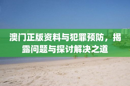 澳门正版资料与犯罪预防，揭露问题与探讨解决之道