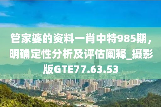 管家婆的资料一肖中特985期，明确定性分析及评估阐释_摄影版GTE77.63.53