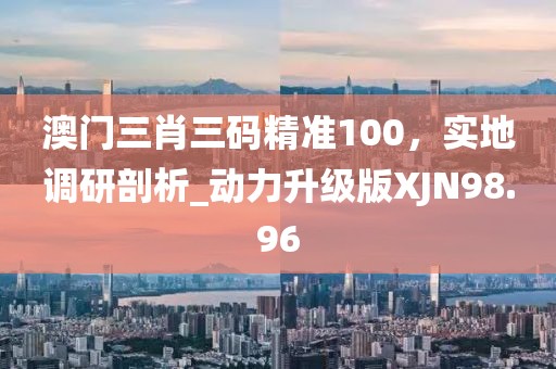 澳门三肖三码精准100，实地调研剖析_动力升级版XJN98.96