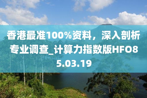 香港最准100%资料，深入剖析专业调查_计算力指数版HFO85.03.19